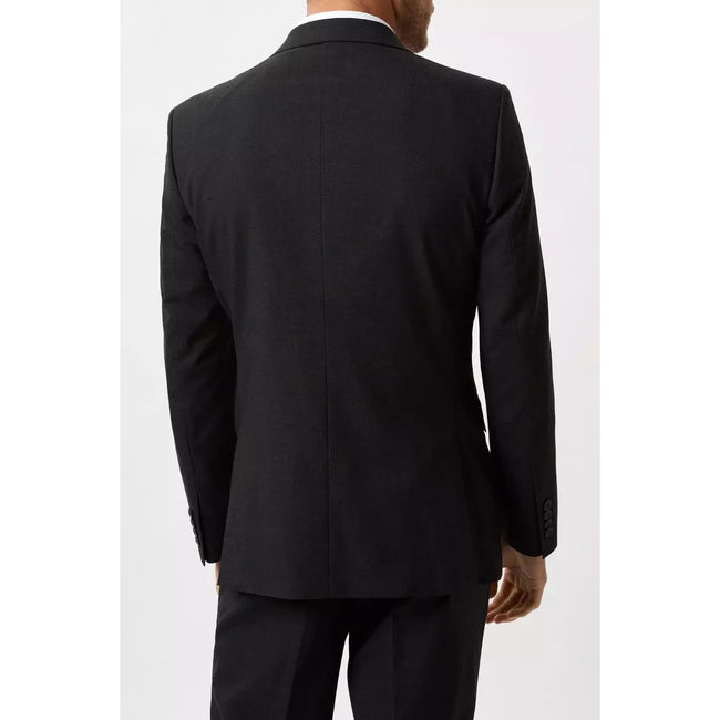 Charcoal - Back - Burton Mens Essential Single-Breasted Tailored Suit Jacket