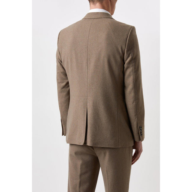 Neutral - Back - Burton Mens Herringbone Tweed Slim Suit Jacket