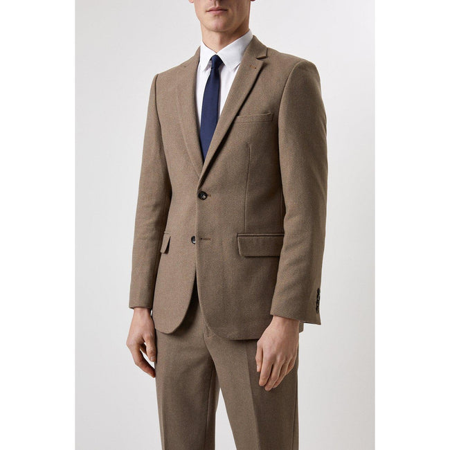 Neutral - Pack Shot - Burton Mens Herringbone Tweed Slim Suit Jacket
