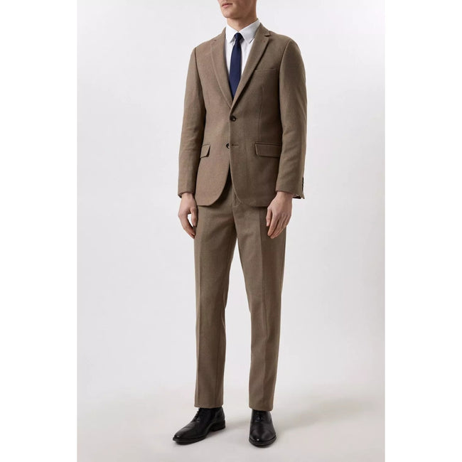 Neutral - Close up - Burton Mens Herringbone Tweed Slim Suit Jacket