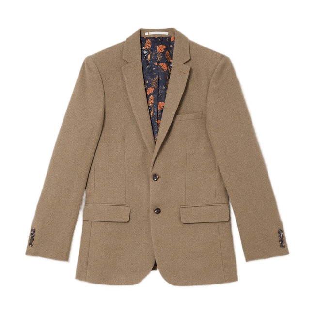 Neutral - Front - Burton Mens Herringbone Tweed Slim Suit Jacket