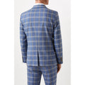 Navy - Back - Burton Mens Checked Slim Suit Jacket