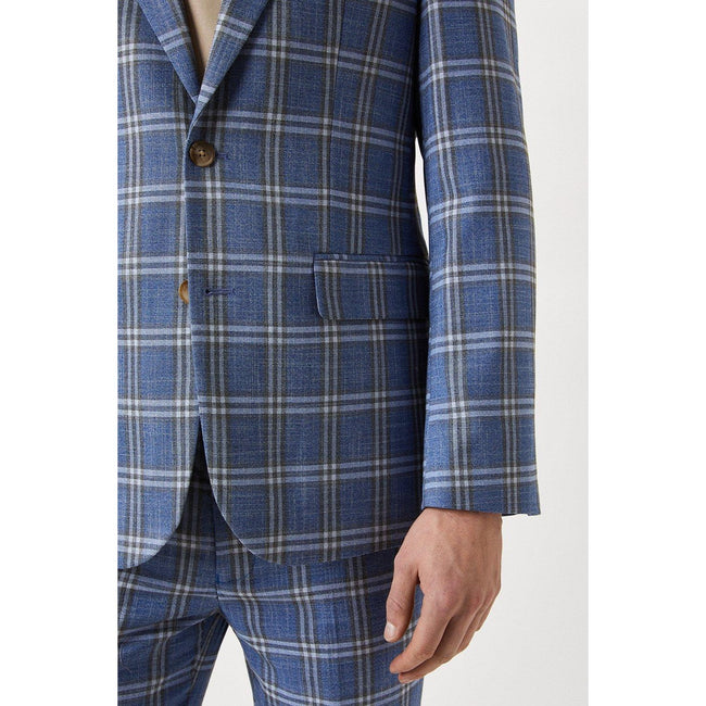 Navy - Lifestyle - Burton Mens Checked Slim Suit Jacket