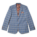 Navy - Front - Burton Mens Checked Slim Suit Jacket