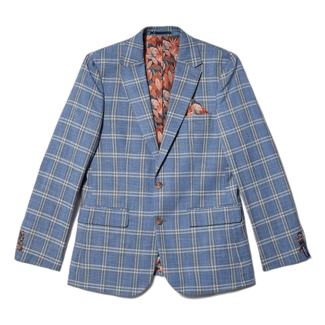 Navy - Front - Burton Mens Checked Slim Suit Jacket