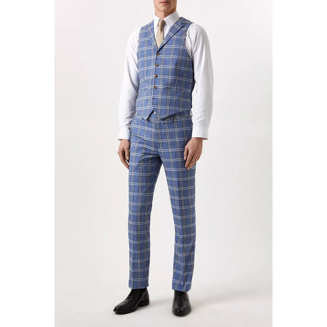 Navy - Close up - Burton Mens Checked Slim Vest