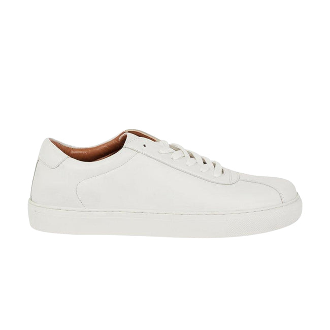 White - Front - Burton Mens Leather Sneakers