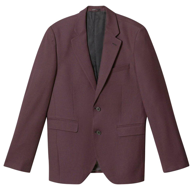 Burgundy - Front - Burton Mens Micro Textured Skinny Suit Jacket
