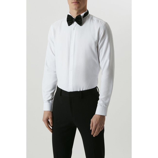 White - Front - Burton Mens Wing Collar Slim Formal Shirt
