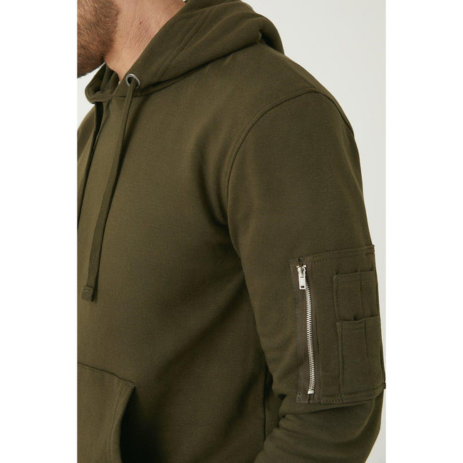 Khaki - Side - Burton Mens Zip Sleeve Hoodie