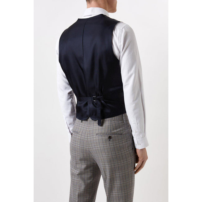 Gray-Blue - Back - Burton Mens Pow Checked Skinny Vest