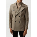 Stone - Side - Burton Mens Herringbone Wool Blend Peacoat