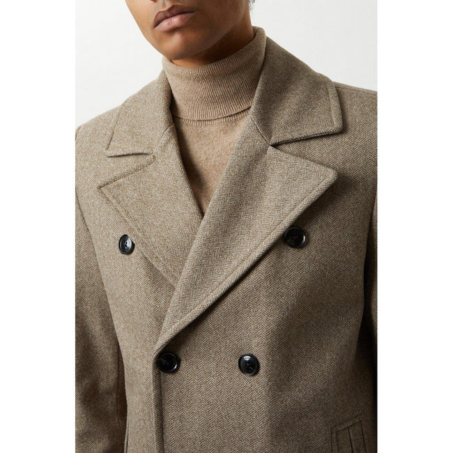 Stone - Lifestyle - Burton Mens Herringbone Wool Blend Peacoat