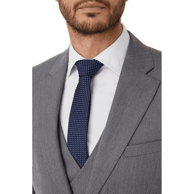 Navy-Pink - Front - Burton Mens Spotted Slim Tie