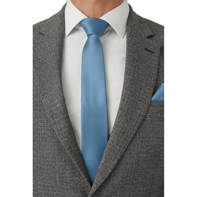 Blue - Side - Burton Mens Tie & Pocket Square Set