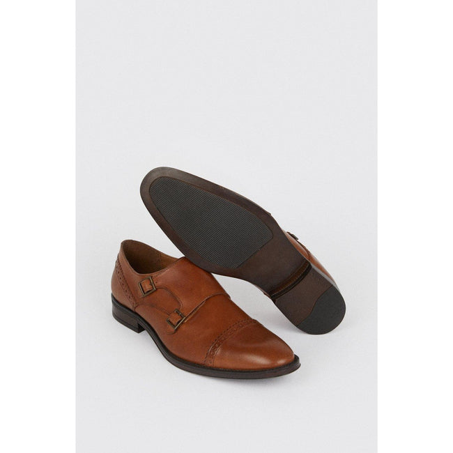 Tan - Back - Burton Mens Leather Brogues