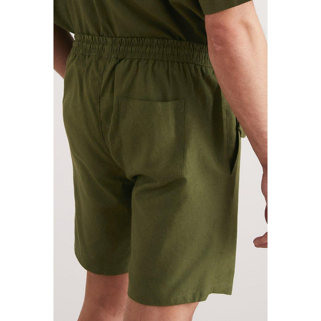 Khaki - Back - Burton Mens Linen Shorts