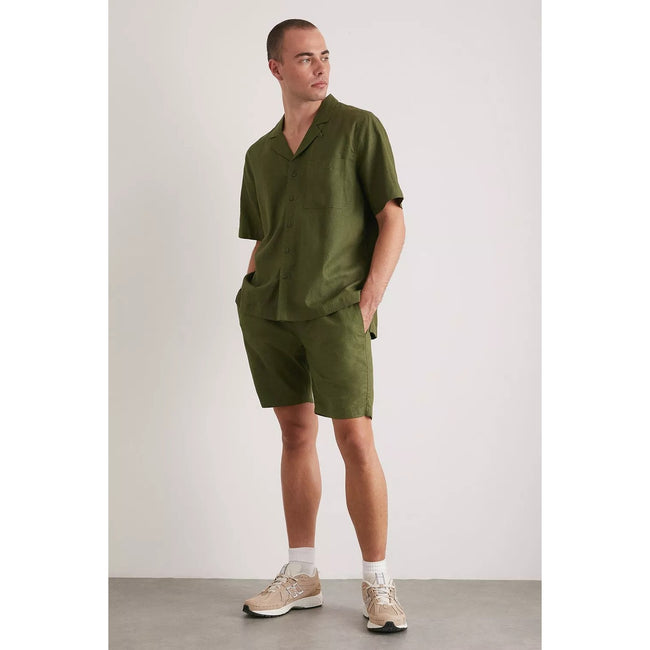 Khaki - Pack Shot - Burton Mens Linen Shorts