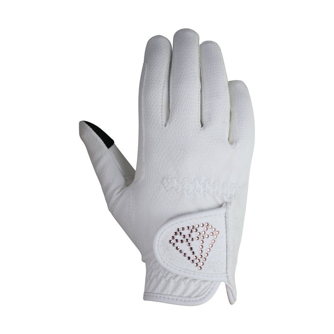 White - Front - Hy Childrens-Kids Cadiz Riding Gloves