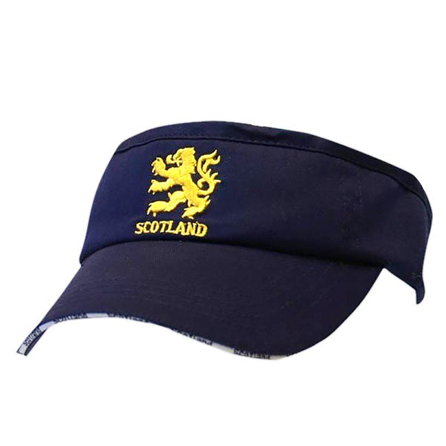 Navy - Front - Scotland Lion Embroidered Visor Cap