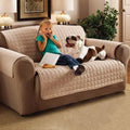 Beige - Back - Quilted Water Resistant Furniture Protector (3 Sizes)