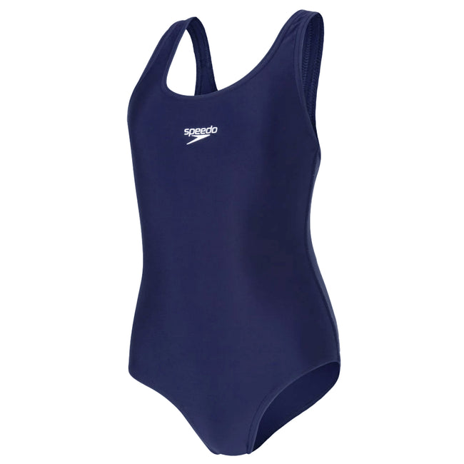 Navy - Front - Speedo Girls Medalist One Piece Bathing Suit