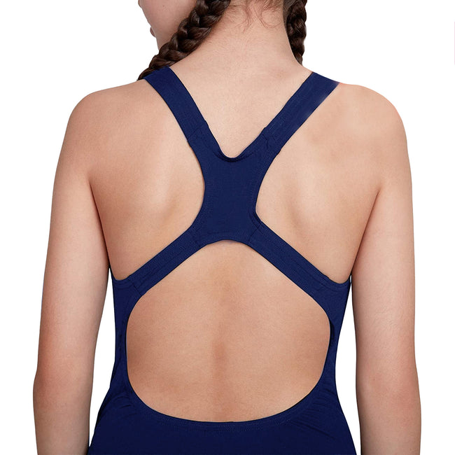 Navy - Back - Speedo Girls Medalist One Piece Bathing Suit