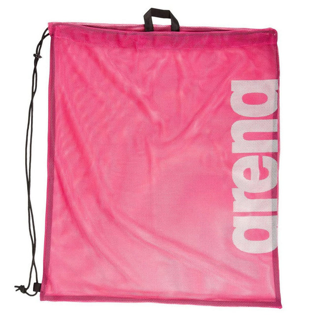Pink-White - Front - Arena Swim Team Mesh Drawstring Bag