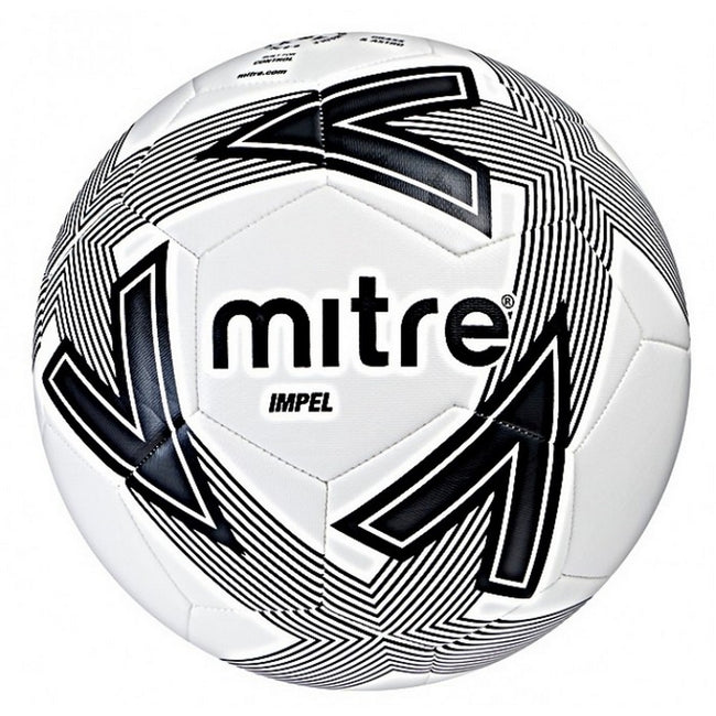 White-Black - Front - Mitre Impel Logo Soccer Ball