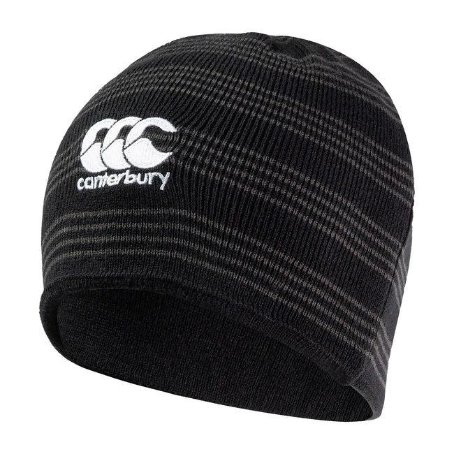 Black - Side - Canterbury Striped Beanie
