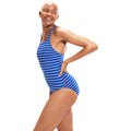 Blue-White - Side - Speedo Womens-Ladies Medalist One Piece Bathing Suit