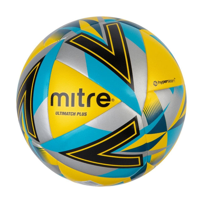 Yellow-Black-Blue - Side - Mitre Ultimatch Max Soccer Ball