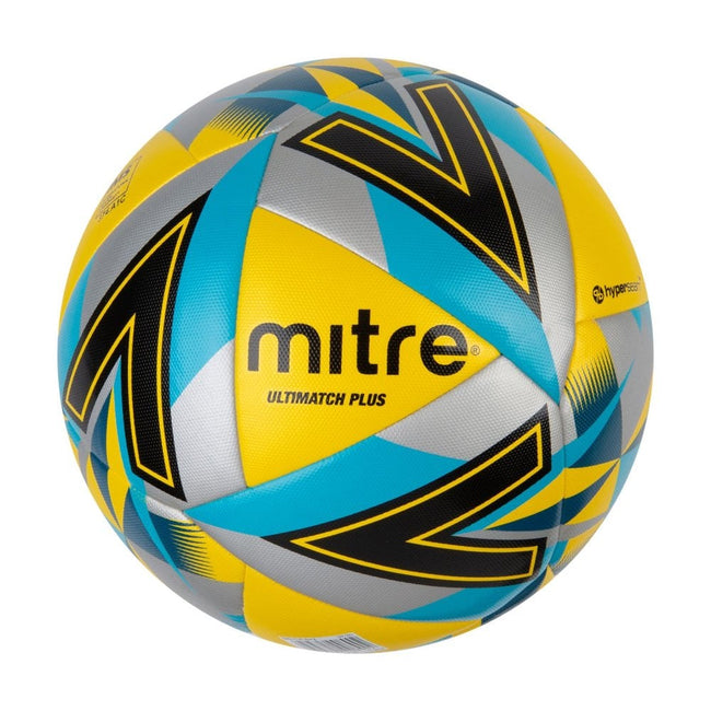 Yellow-Black-Blue - Front - Mitre Ultimatch Max Soccer Ball