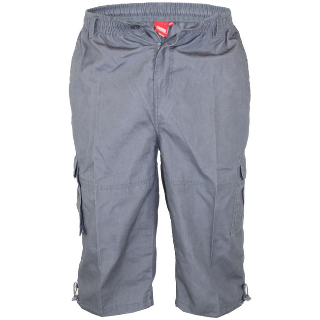 Gray - Front - Duke Mens Mason Kingsize Cargo Capri Shorts