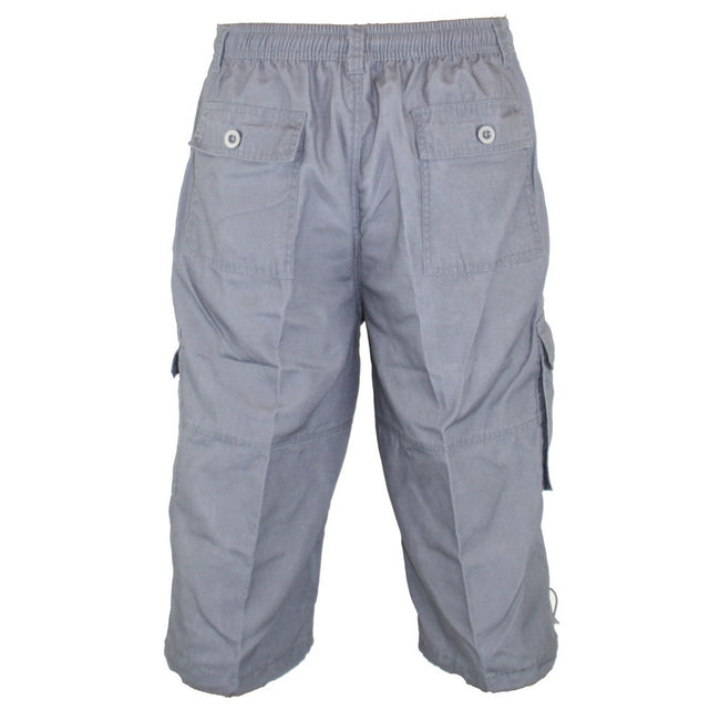 Gray - Back - Duke Mens Mason Kingsize Cargo Capri Shorts