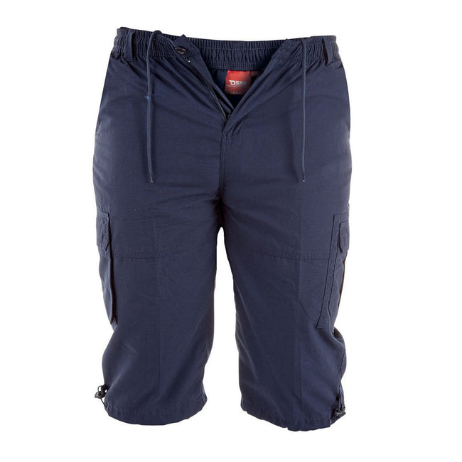 Navy - Front - Duke Mens Mason Kingsize Cargo Capri Shorts