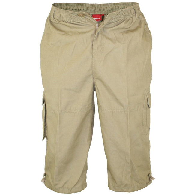 Sand - Front - Duke Mens Mason Kingsize Cargo Capri Shorts