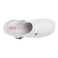 White - Back - Dek Womens-Ladies Swivel Bar Clogs