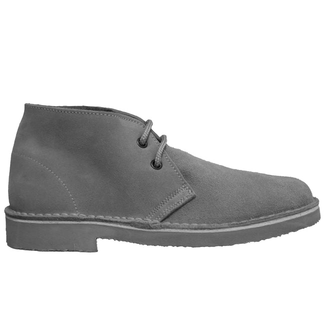 Gray - Side - Roamers Mens Real Suede Unlined Desert Boots