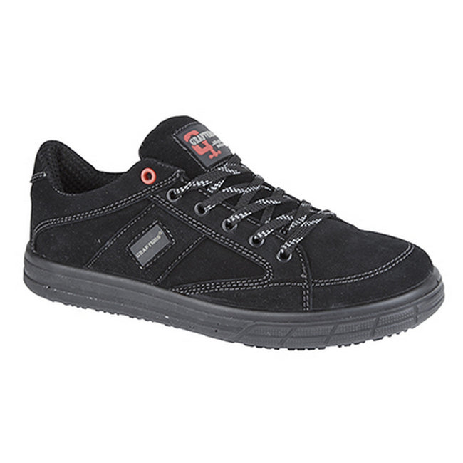 Black - Front - Grafters Mens Skate Type Toe Cap Safety Sneakers