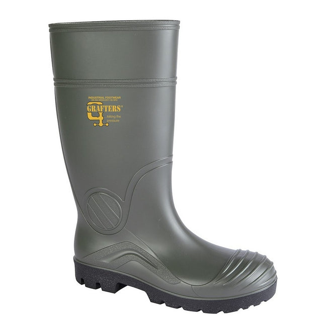 Green - Front - Grafters Womens PVC Safety Waterproof Boot