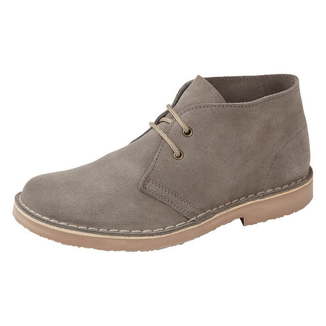 Gray - Back - Roamers Mens Suede Leather Round Toe Desert Boot