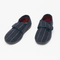 Navy Velour - Lifestyle - Sleepers Mens Carl Touch Fasten Slipper