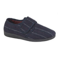 Navy Velour - Front - Sleepers Mens Carl Touch Fasten Slipper