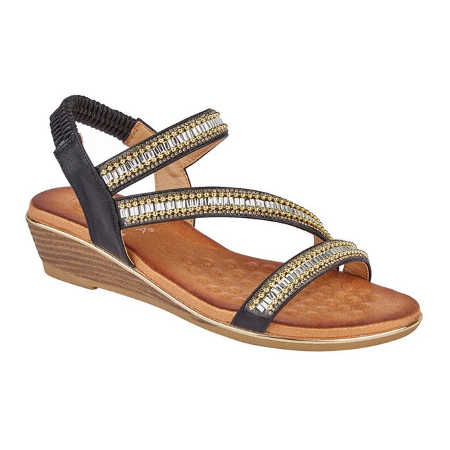 Black - Front - Cipriata Womens-Ladies Davina 3 Strap Sandals