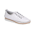 White - Front - Mod Comfys Womens-Ladies Flexi Softie Leather Sneakers
