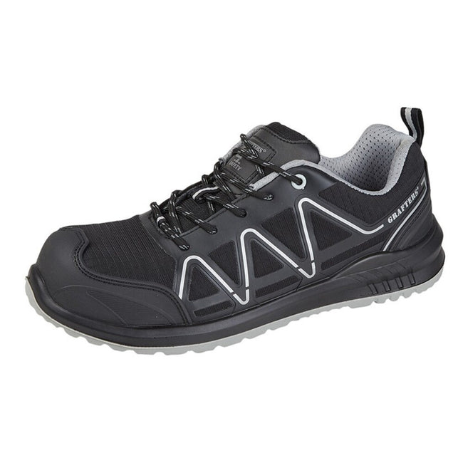 Black-Gray - Front - Grafters Mens Safety Trainers