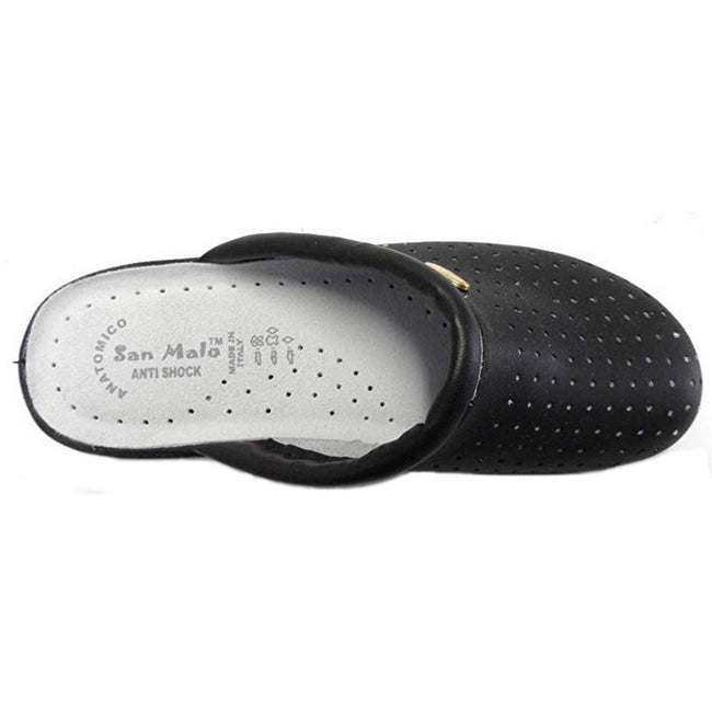 Black - Back - Rdek Womens-Ladies Leather Clogs
