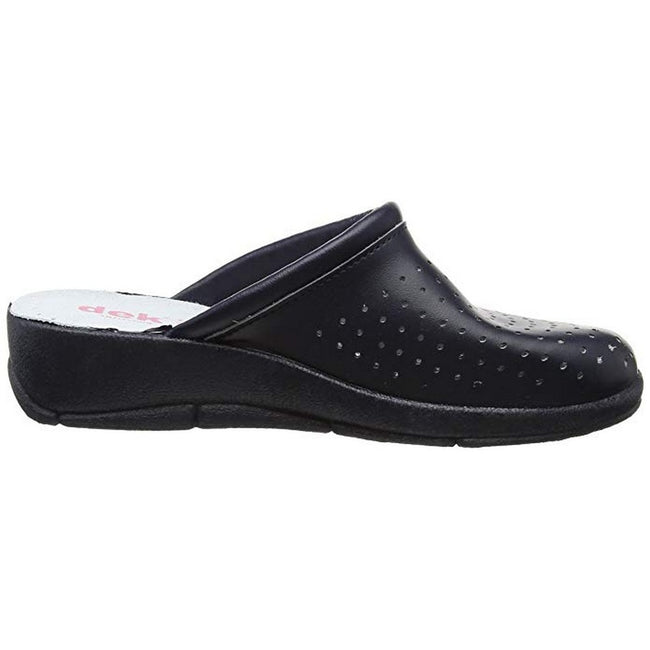 Black - Close up - Rdek Womens-Ladies Leather Clogs
