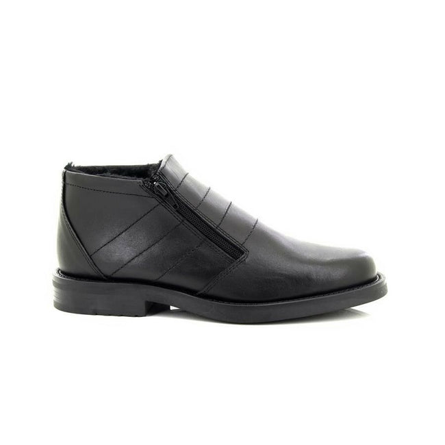 Black - Back - Roamers Mens Twin Zip Thermal Lined Boots